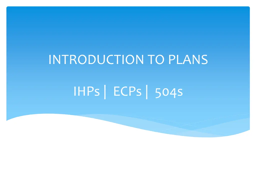 introduction to plans