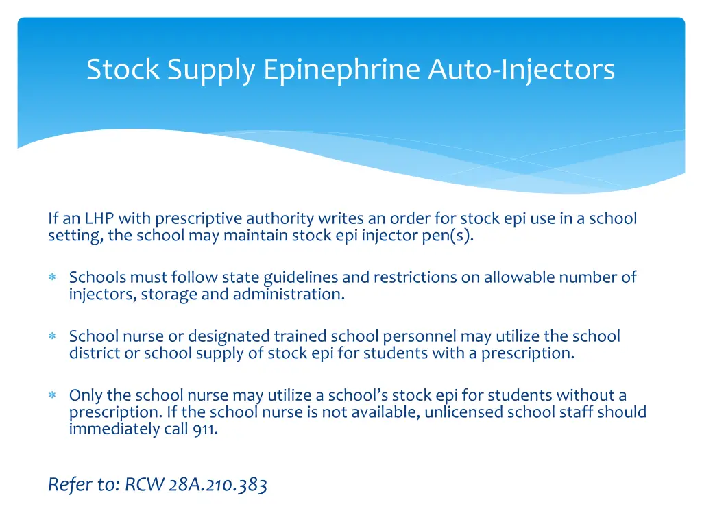 stock supply epinephrine auto injectors