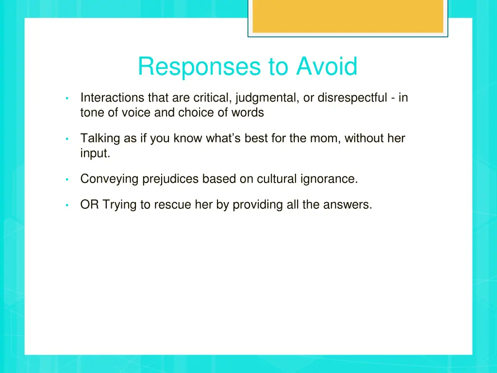 responses to avoid