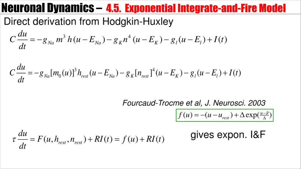 neuronal dynamics 4 5 exponentialintegrate 1