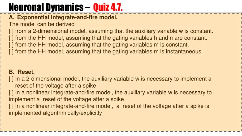 neuronal dynamics quiz 4 7 a exponential