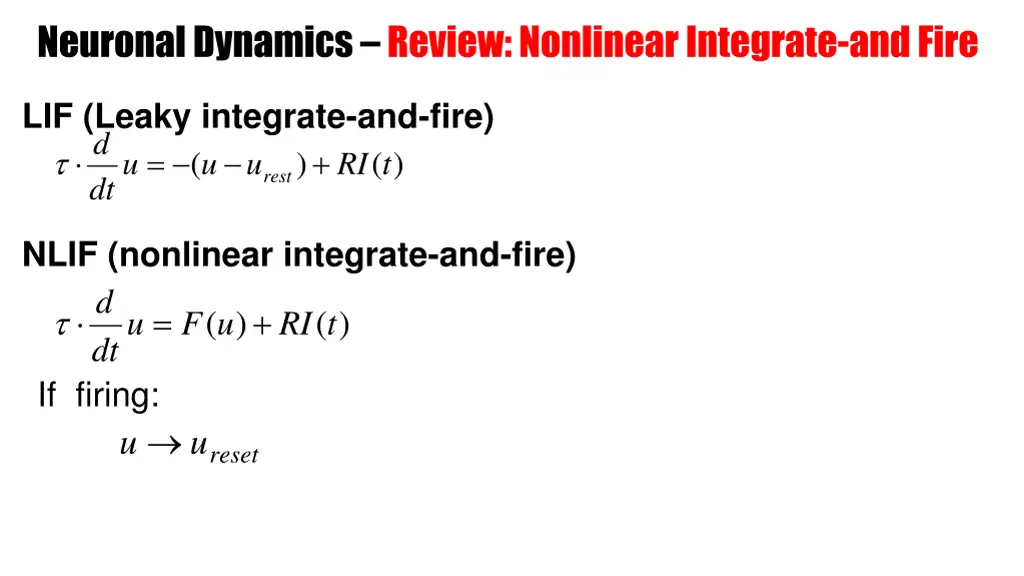 neuronal dynamics review nonlinear integrate