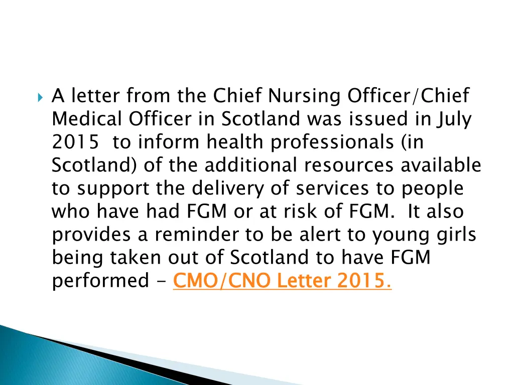 a letter from the chief nursing officer chief