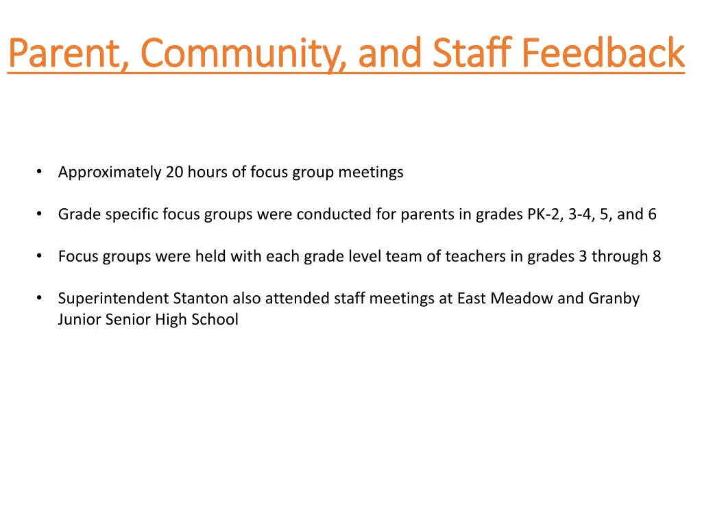 parent community and staff feedback parent