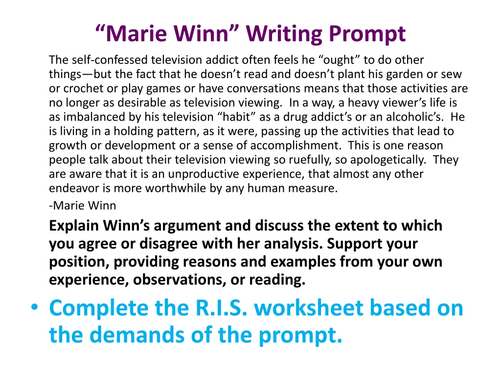 marie winn writing prompt the self confessed 2