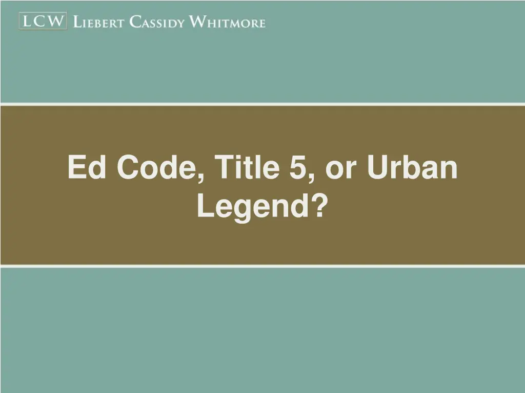 ed code title 5 or urban legend