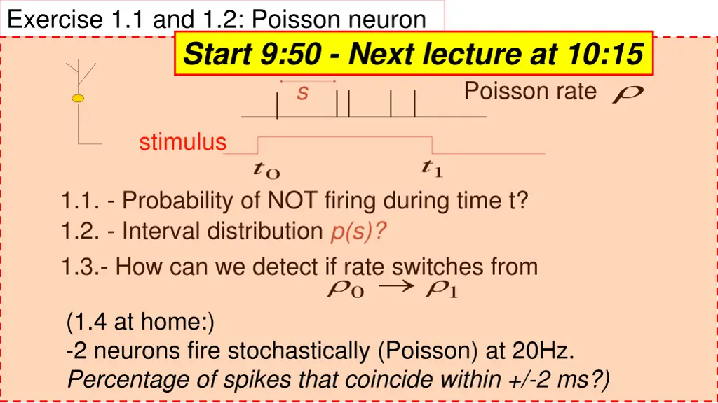 exercise 1 1 and 1 2 poisson neuron start