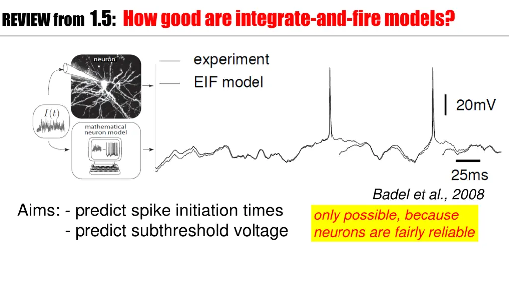 review from 1 5 how good are integrate and fire