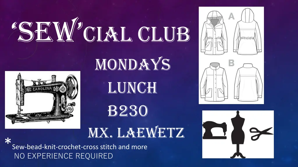 sew cial club mondays lunch b230