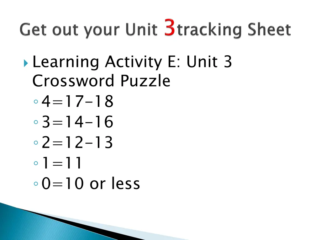 learning activity e unit 3 crossword puzzle