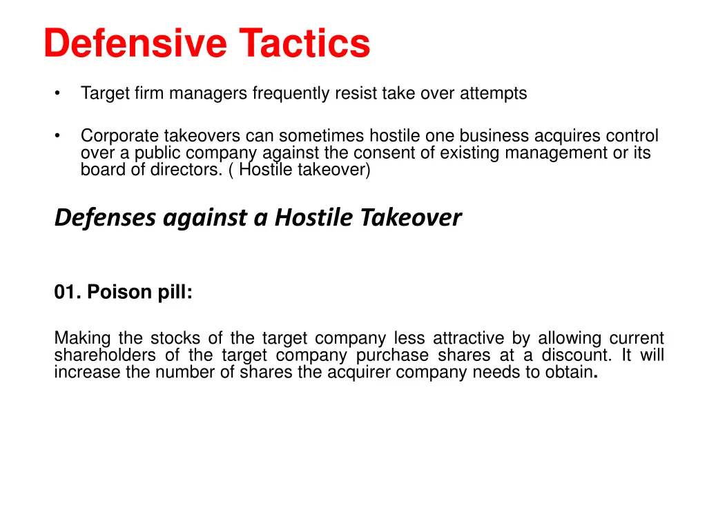 defensive tactics