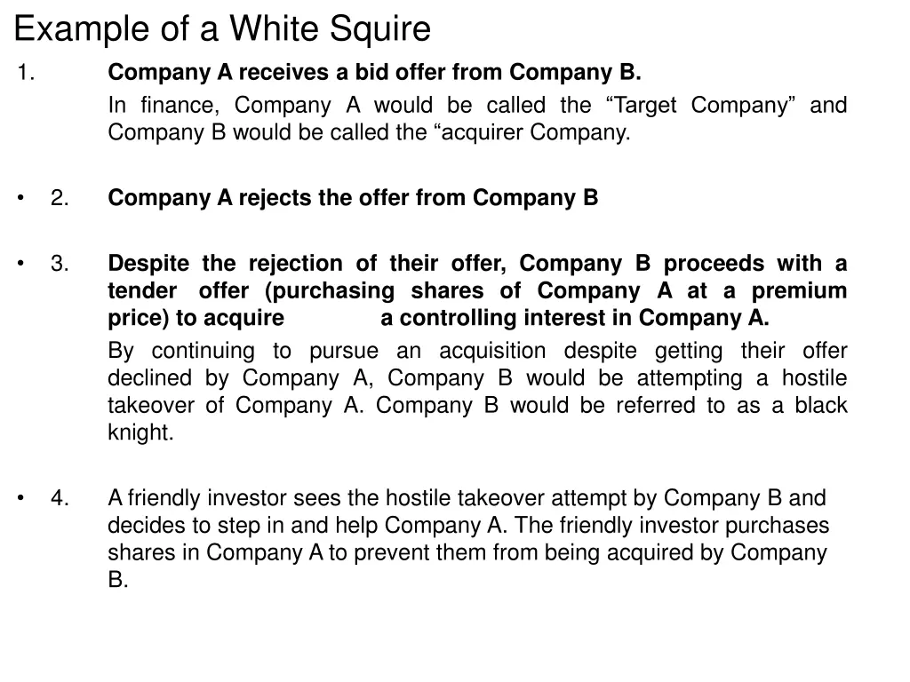 example of a white squire 1 company a receives