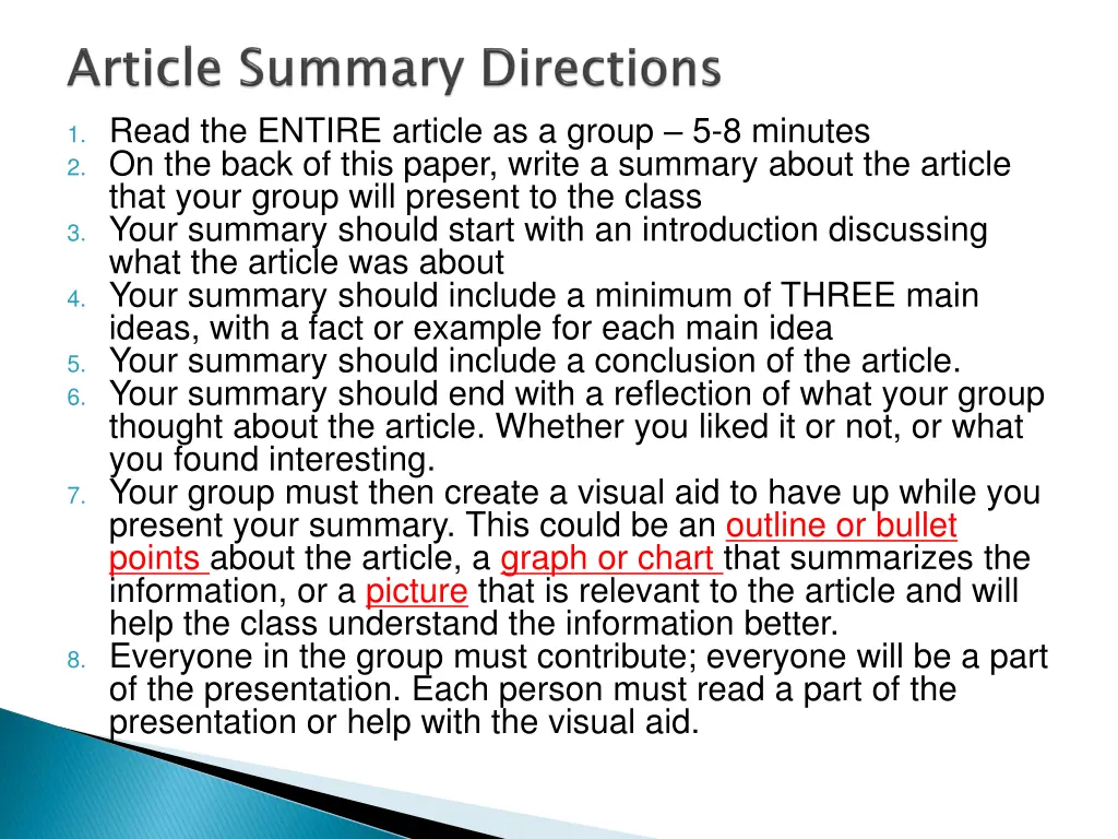 1 read the entire article as a group 5 8 minutes