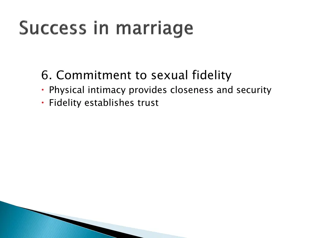 6 commitment to sexual fidelity physical intimacy