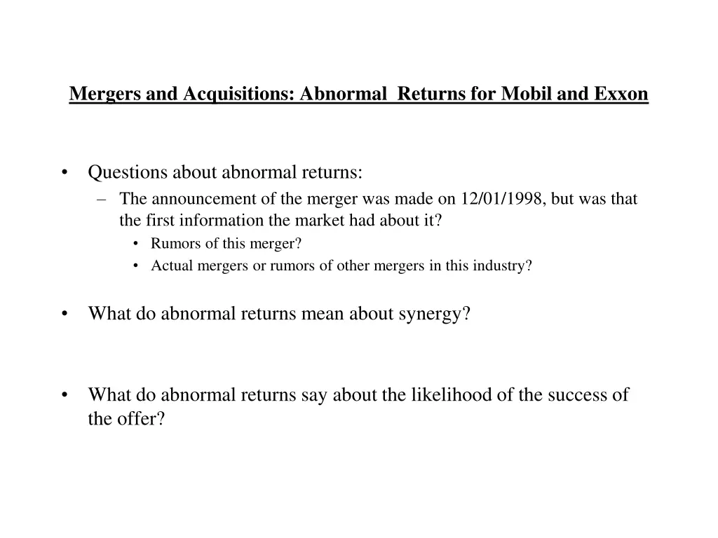 mergers and acquisitions abnormal returns 1