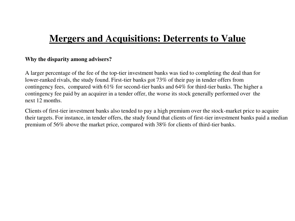 mergers and acquisitions deterrents to value 2