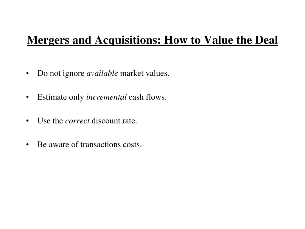 mergers and acquisitions how to value the deal