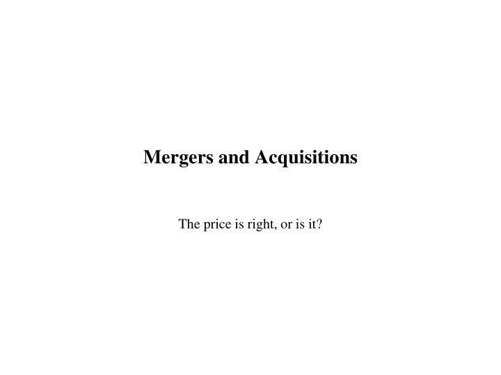 mergers and acquisitions