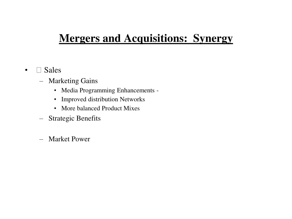 mergers and acquisitions synergy 1