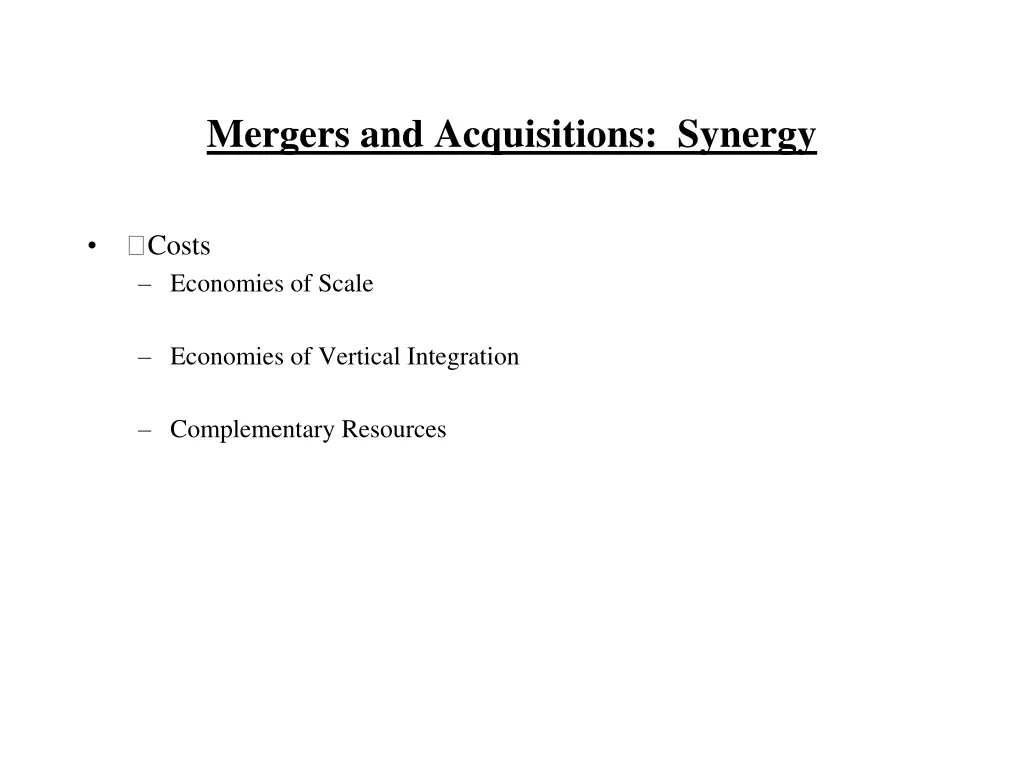 mergers and acquisitions synergy 2