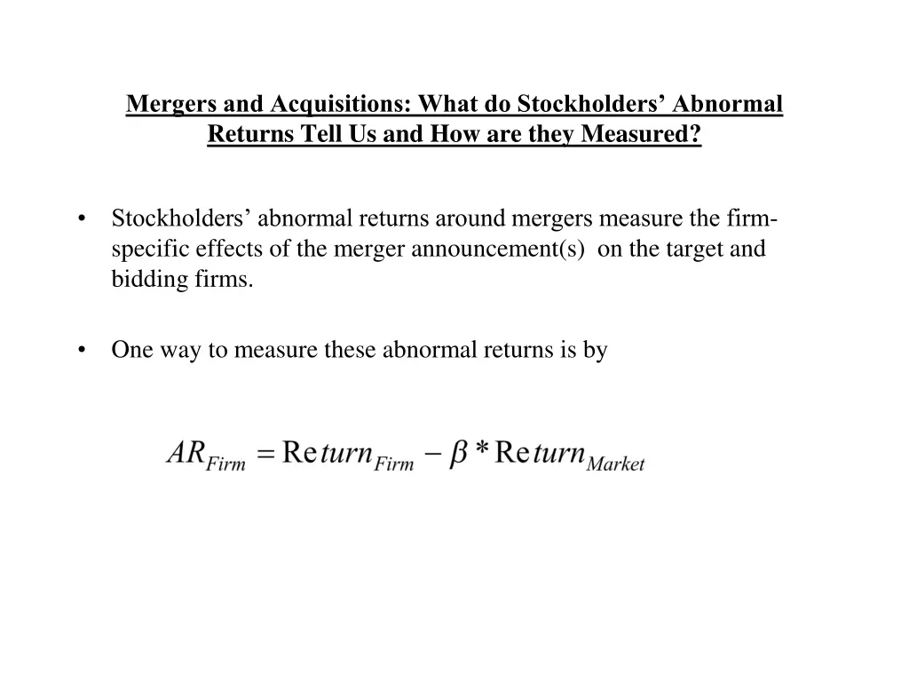 mergers and acquisitions what do stockholders