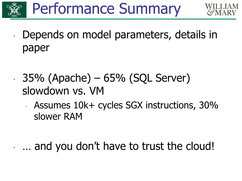 performance summary