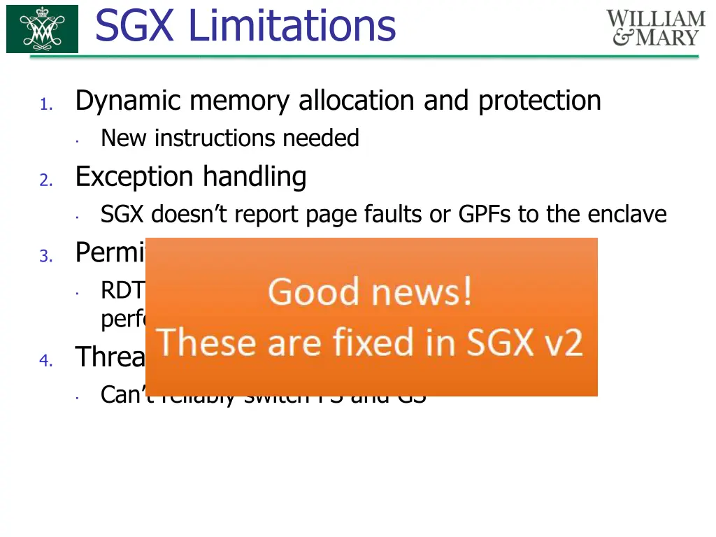 sgx limitations 1