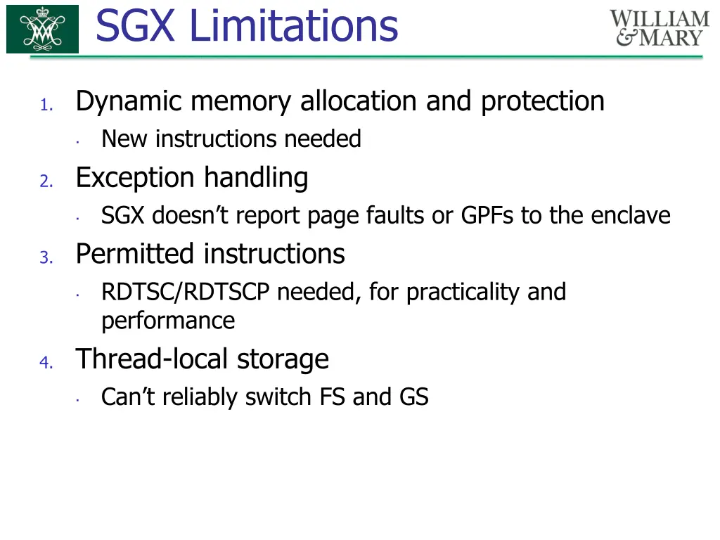 sgx limitations