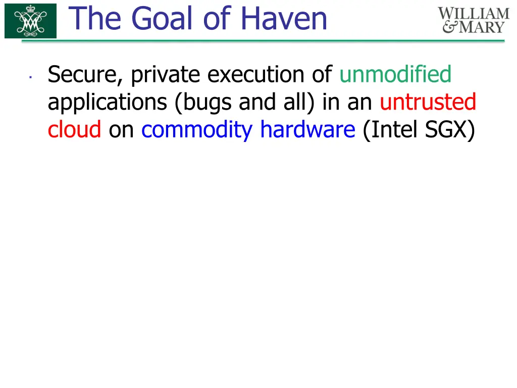 the goal of haven