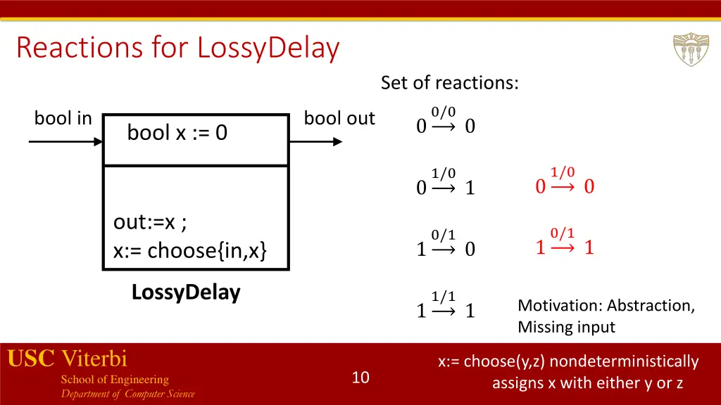 reactions for lossydelay