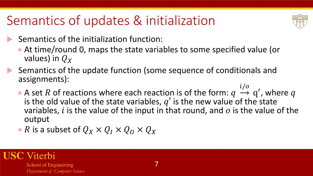 semantics of updates initialization