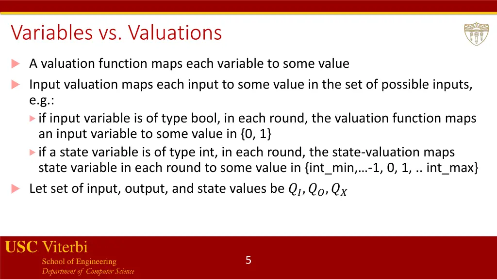 variables vs valuations