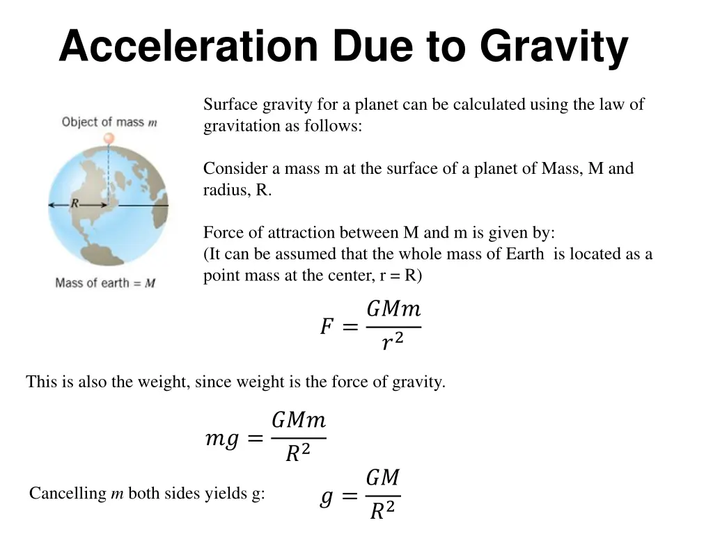 acceleration due to gravity