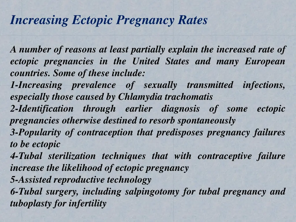 increasing ectopic pregnancy rates