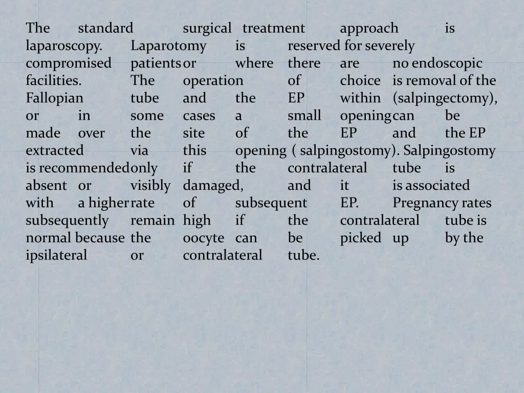 the laparoscopy compromised facilities fallopian