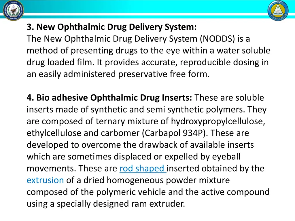 3 new ophthalmic drug delivery system