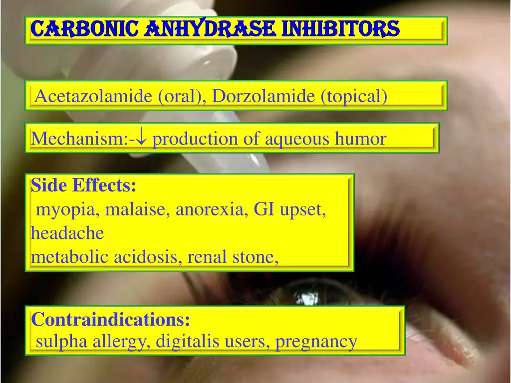 carbonic carbonic anhydrase anhydrase inhibitors