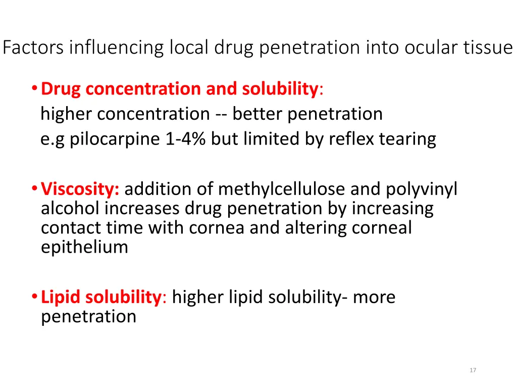 factors influencing local drug penetration into