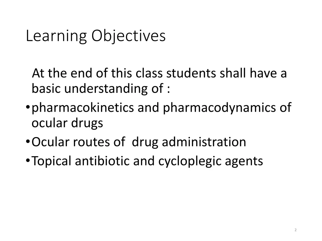 learning objectives