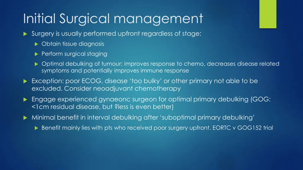 initial surgical management