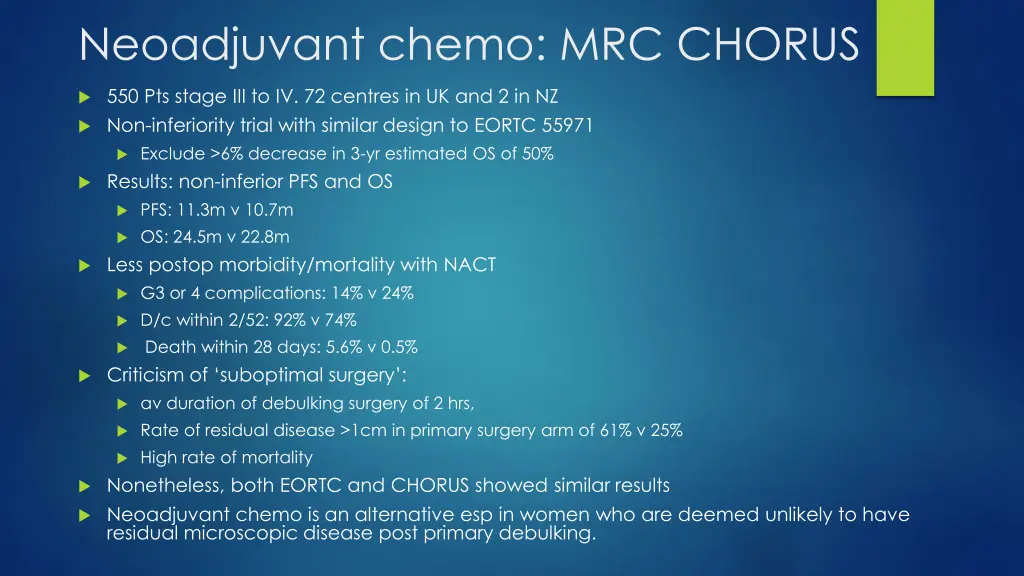 neoadjuvant chemo mrc chorus