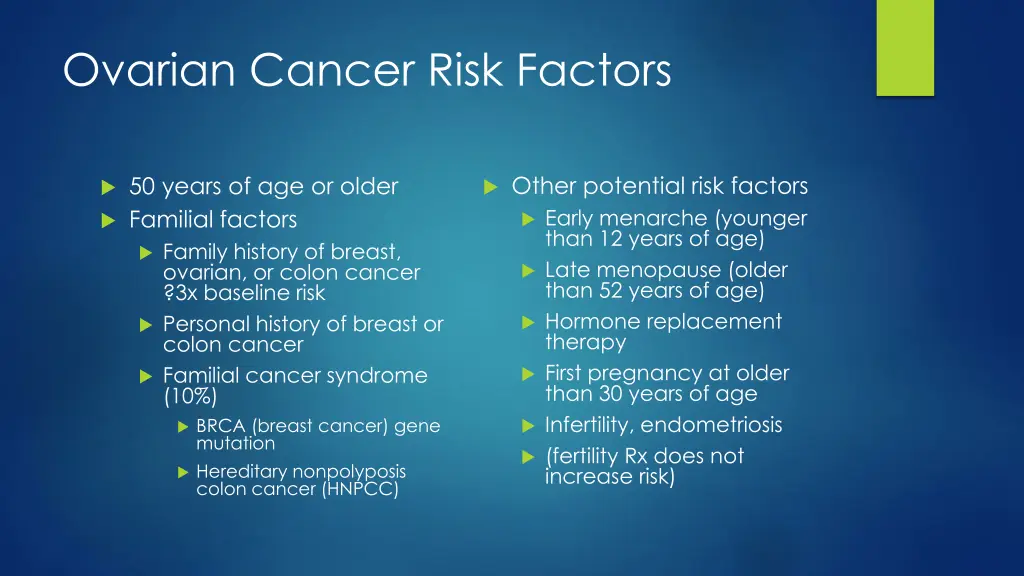 ovarian cancer risk factors