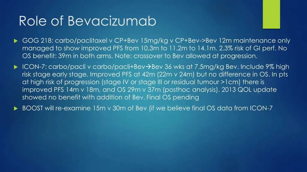 role of bevacizumab