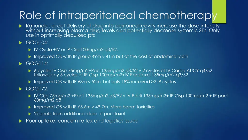 role of intraperitoneal chemotherapy rationale