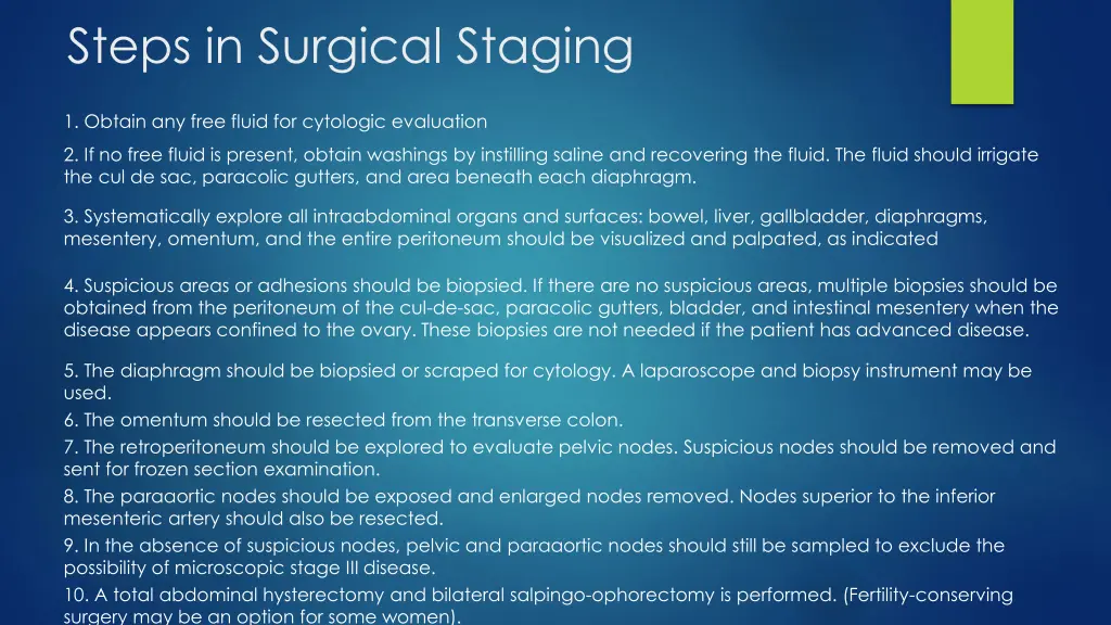 steps in surgical staging