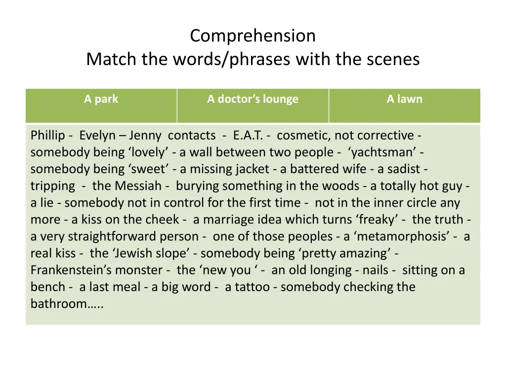 comprehension 1