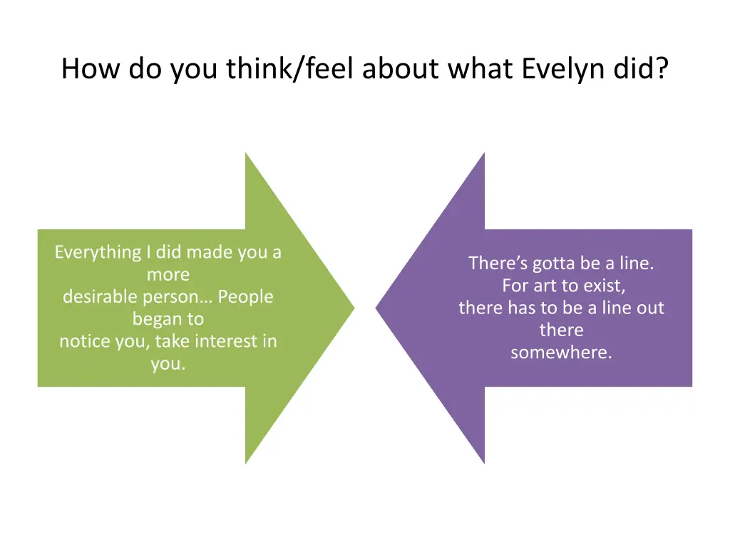 how do you think feel about what evelyn did