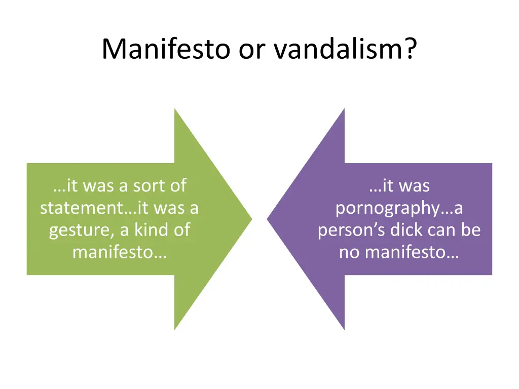 manifesto or vandalism