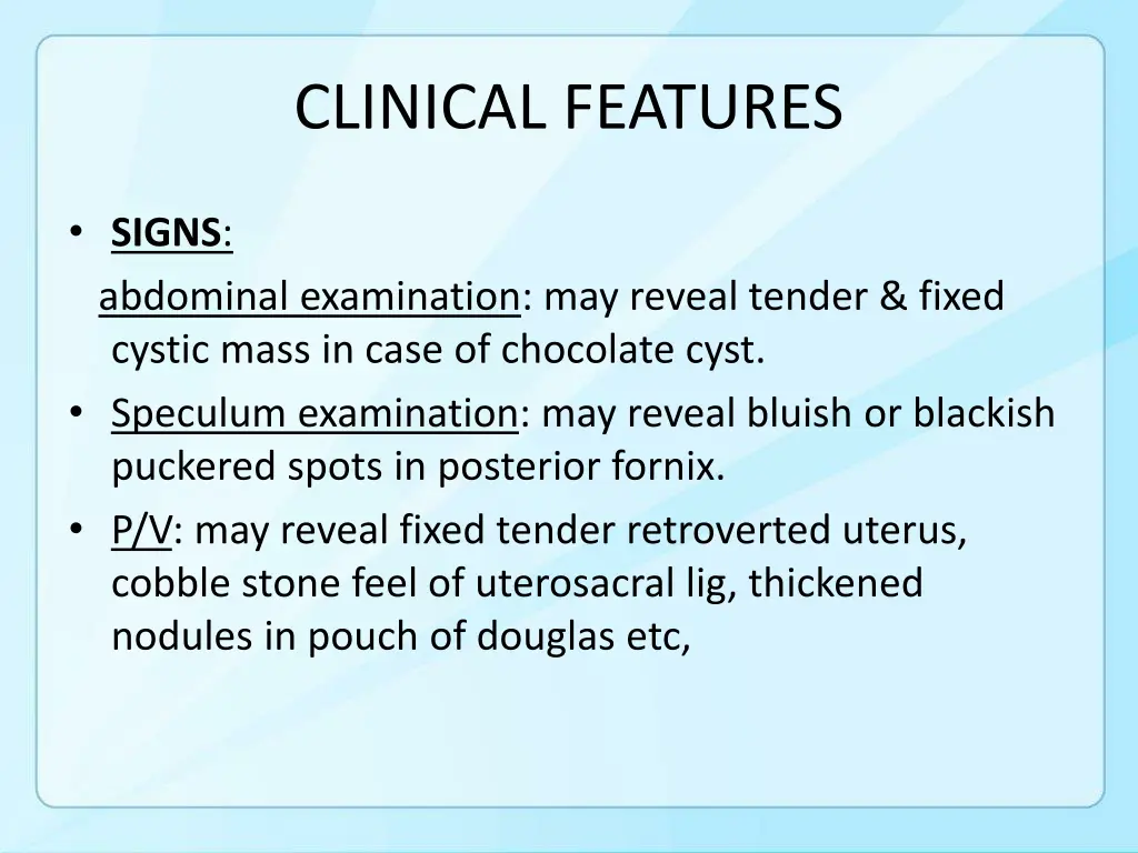 clinical features 2