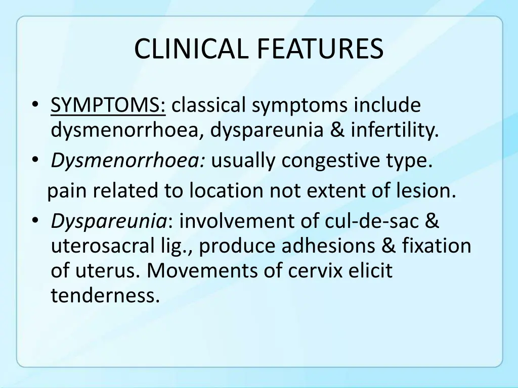 clinical features